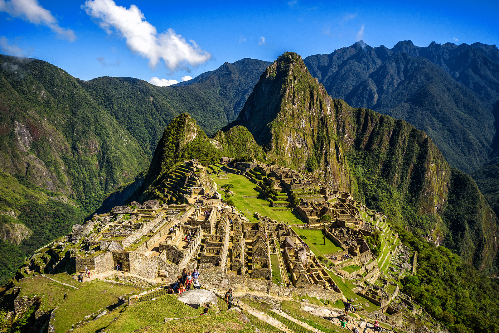 Bird's eye shot of Machu Picchu.