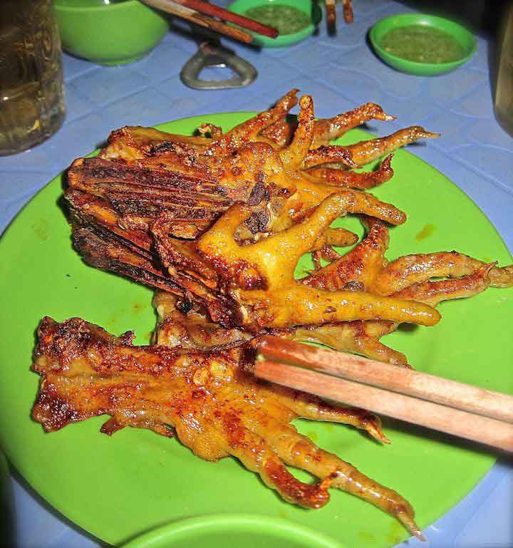 Grilled chicken feet, bar fare in Nha Trang, Vietnam