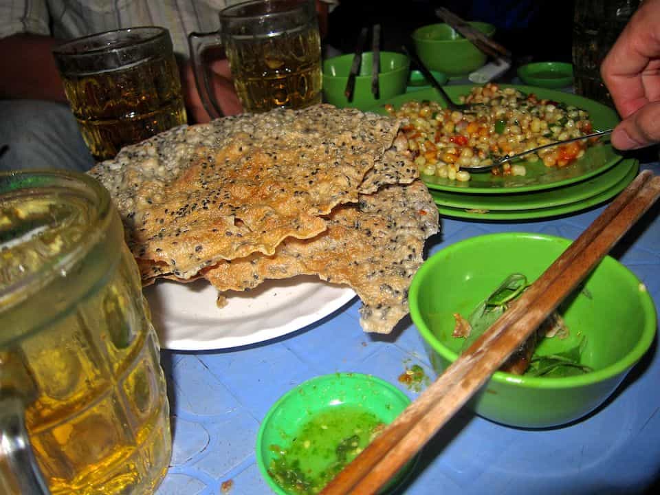 Vietnamese corn salad and Tiget beer in Nha Trang, Vietnam