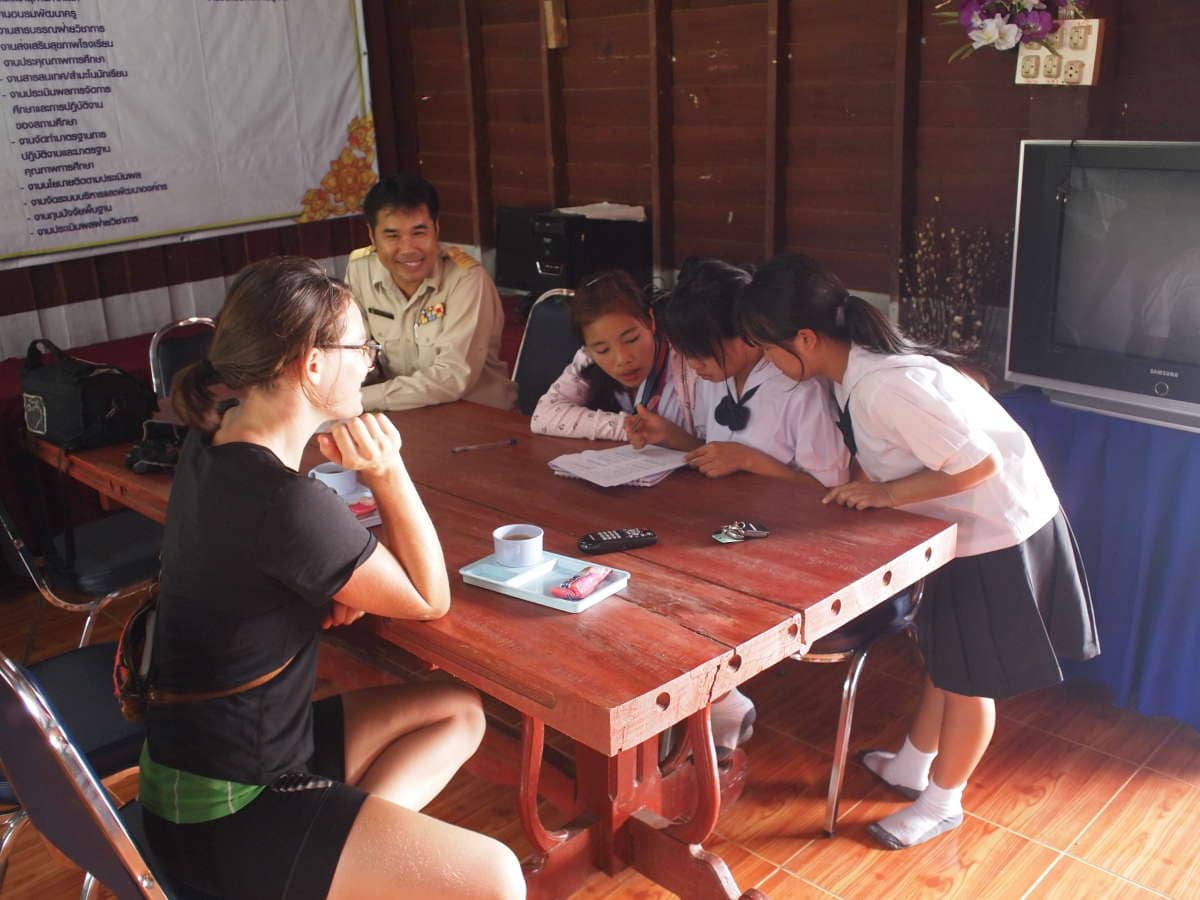 local children completing a water survey