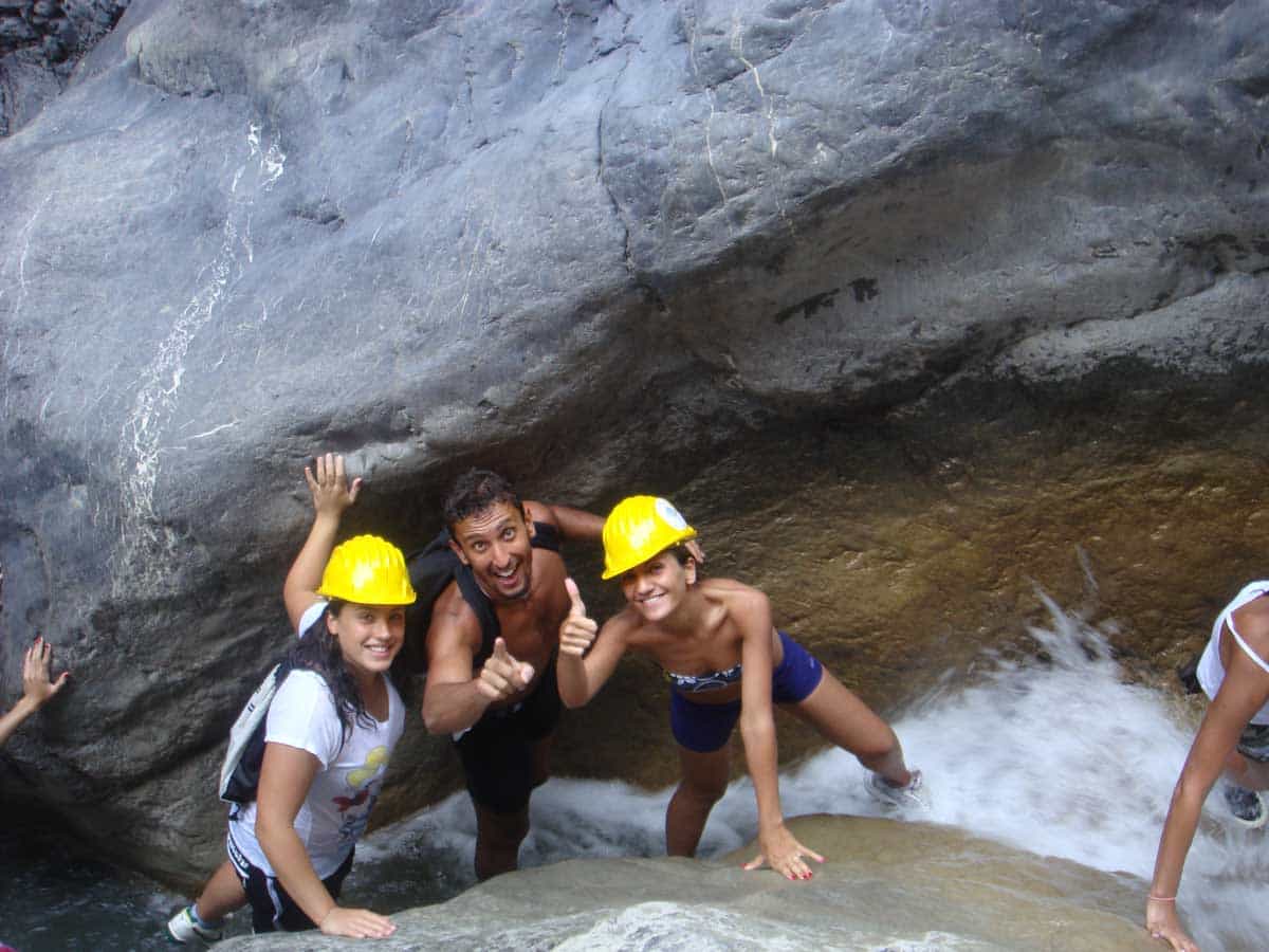 Andrea and Caterina ascending creeks in Calabria - living an active life!