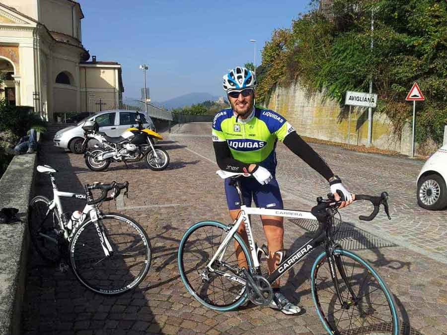 Andrea and his bike in Avigliana, Turin, Italy