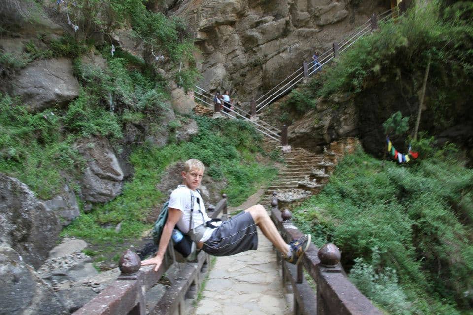 Taking a break on the climb to Tiger's Nest.
