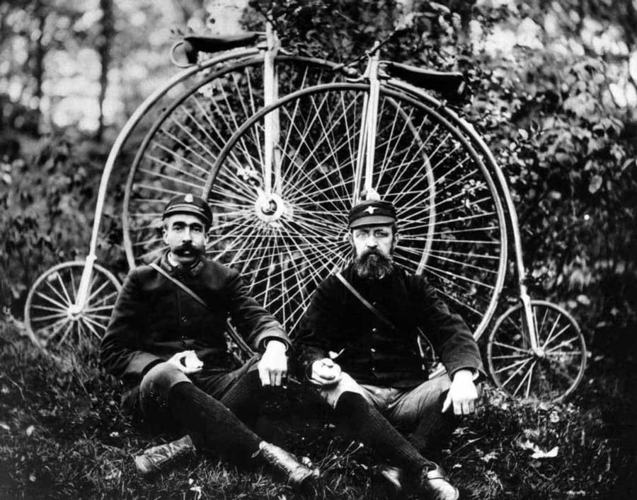 Bike Messengers with Penny Farthing bikes