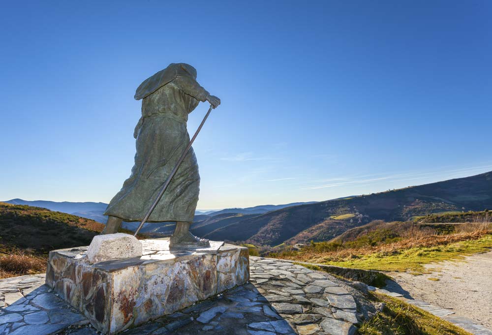 Image licensed from Shutterstock - Monument to pilgrims on the Camino de Santiago, Lugo.