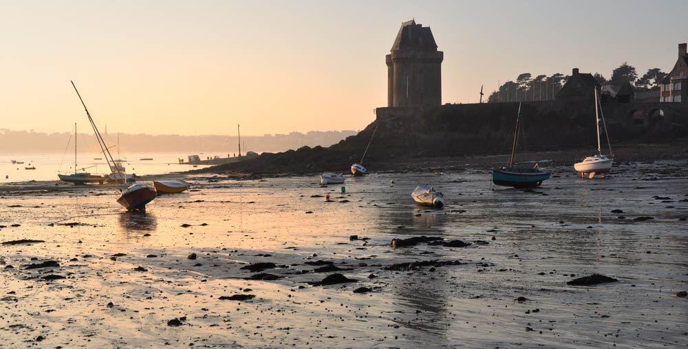History lessons with Backroads - Saint Malo low tide boats