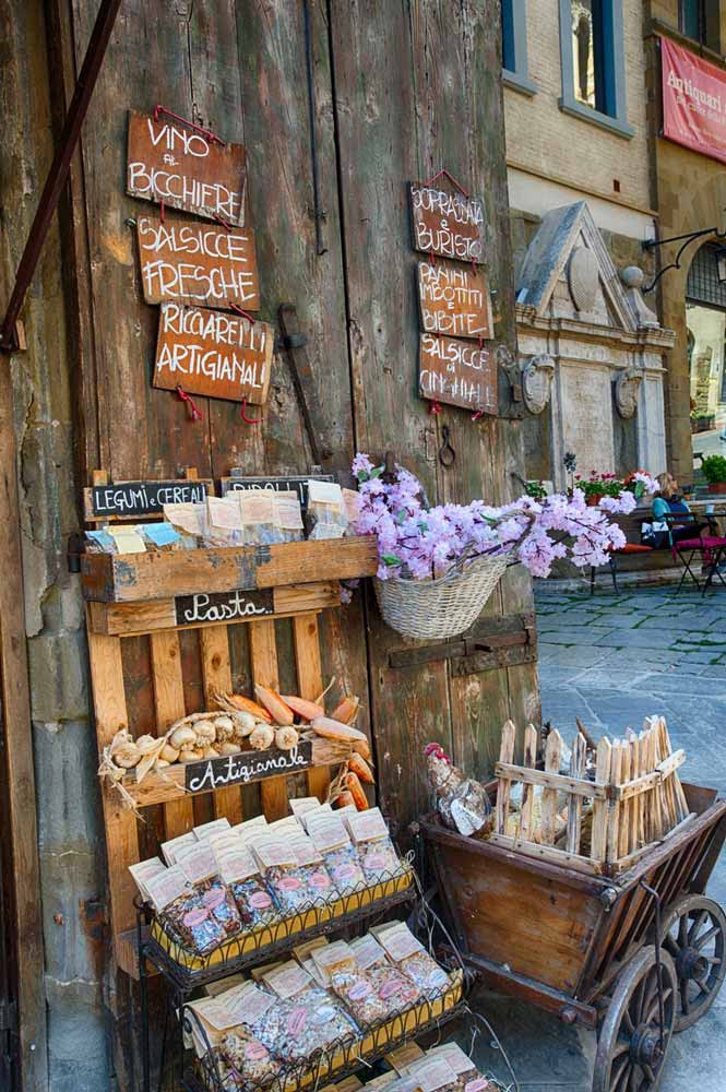 Pasta display on the streets of Umbria