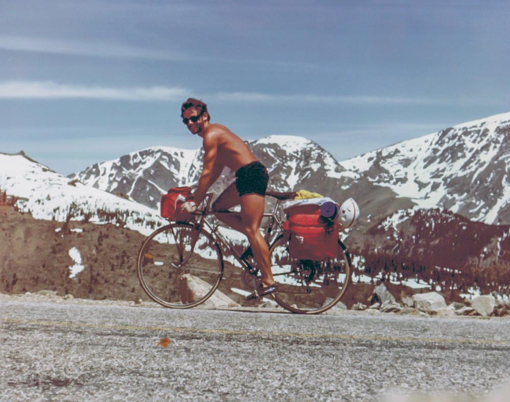Tom Hale riding a vintage Backroads Bicycle