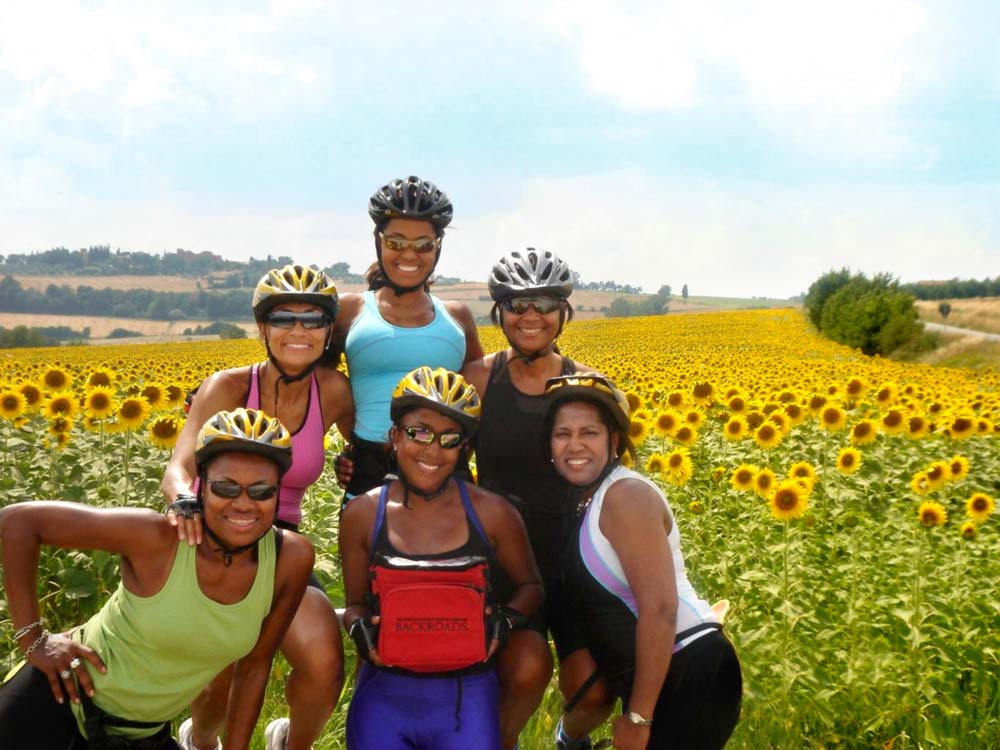 Backroads bikers in Tuscany Sunflower Field