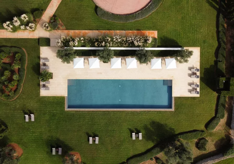 aerial view of the pool