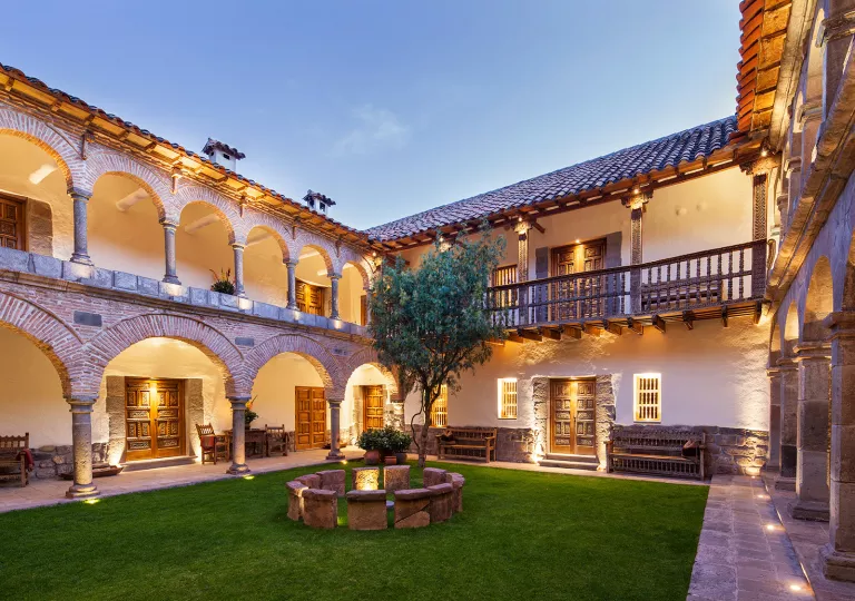 tree in the middle of a courtyard