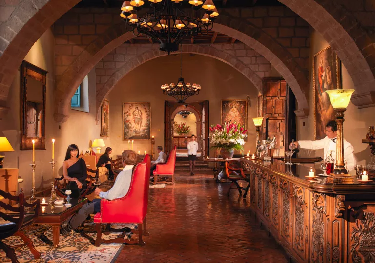 grand room lit by candles