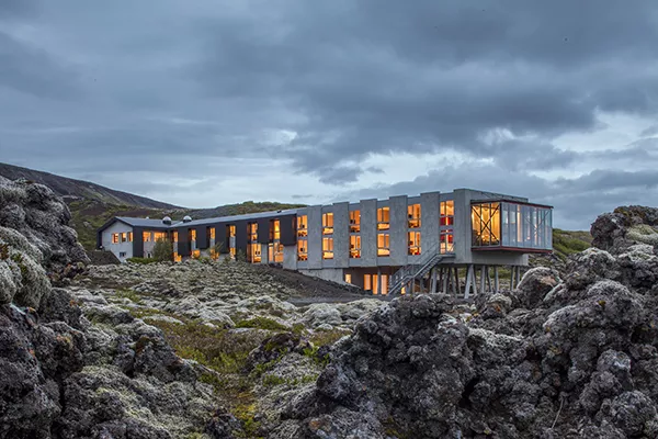 structural hotel on rocky terrain
