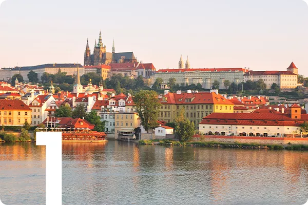 text:1; image: River in Prague with bridge