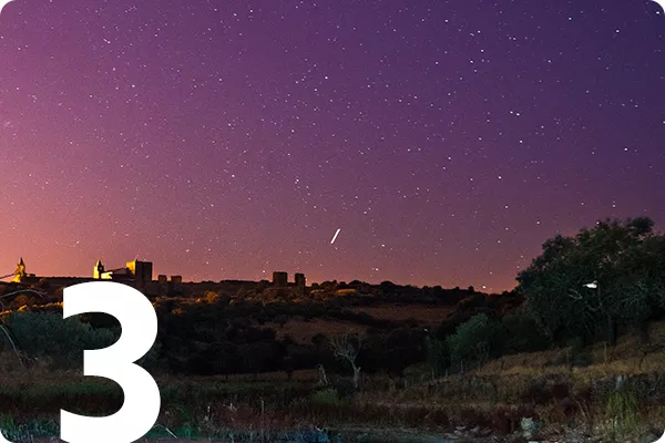 text: 3; image: stars in a pink sky