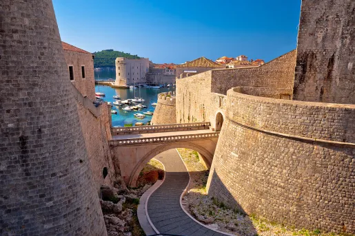 Shot of castle on Croatian coastline.