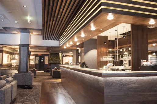 Hotel lobby with illuminated lights