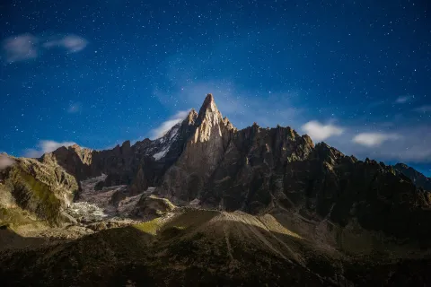 Night-time shot of Mont Blanc.