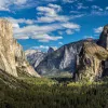 Forest surrounded by tall mountains