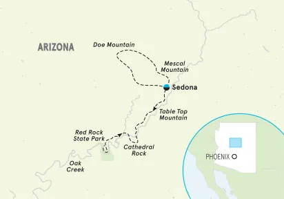 Arizona Sedona 4-Day Women's Walking and Hiking Tour map