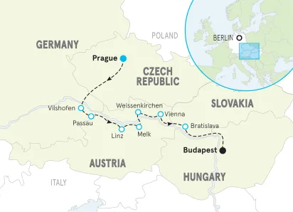 Danube River Cruise Family Bike Tour map