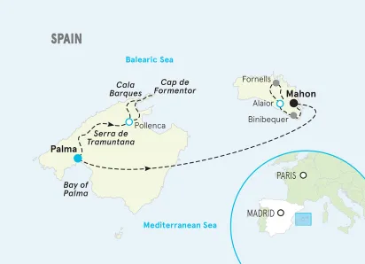 Spain Mallorca & Menorca Bike Tour map