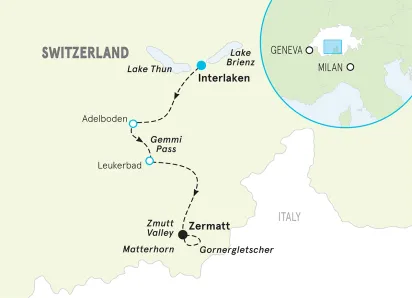 Switzerland Women's Walking & Hiking Tour map