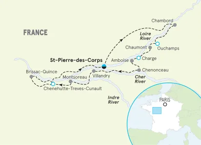France Loire Valley Bike Tour map