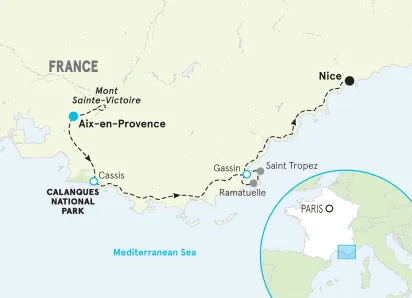 France Bordeaux & Dordogne 30s and 40s Bike Tour map