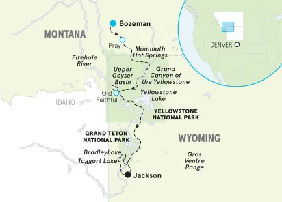 Wyoming Yellowstone & Tetons Family Snow Adventure Tour map