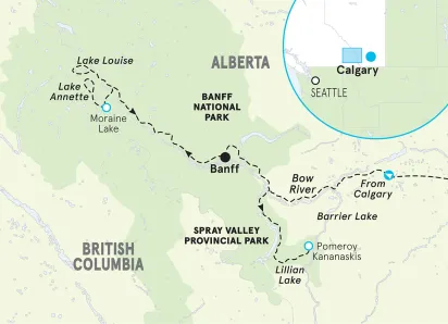 Canadian Rockies Walking & Hiking Tour map