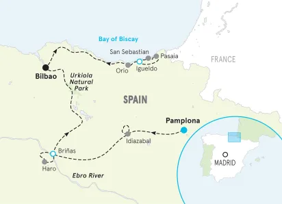 Spain Basque Country Women's Active Culinary Hiking & Walking Tour map