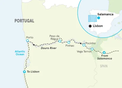 Portugal's Douro River Cruise Hiking & Walking Tour map