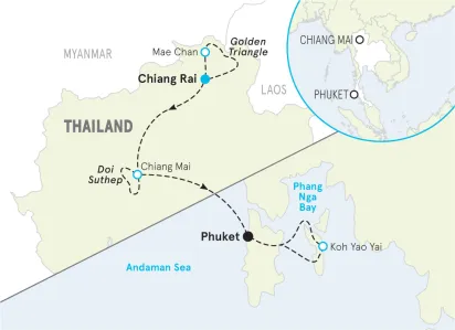 Thailand Family Multi-Adventure Tour map