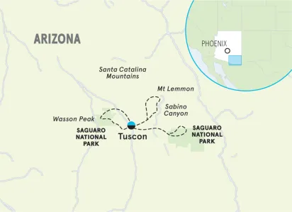 Arizona's Saguaro National Park Hiking & Walking Tour Map