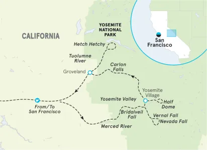 Yosemite Valley Women's Hiking & Walking Tour Map