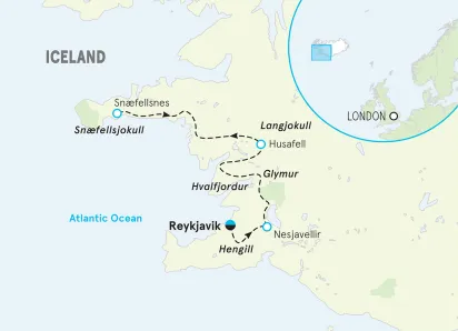Iceland Family Hiking & Walking Tour map