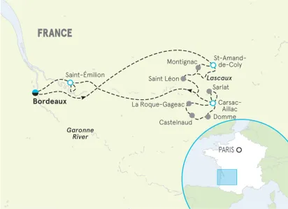 Bordeaux & Dordogne Bike Tour Map